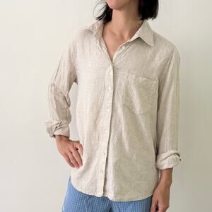 Banana Republic Long Sleeve Button Down Linen Blend Womens' Small Beige Khaki